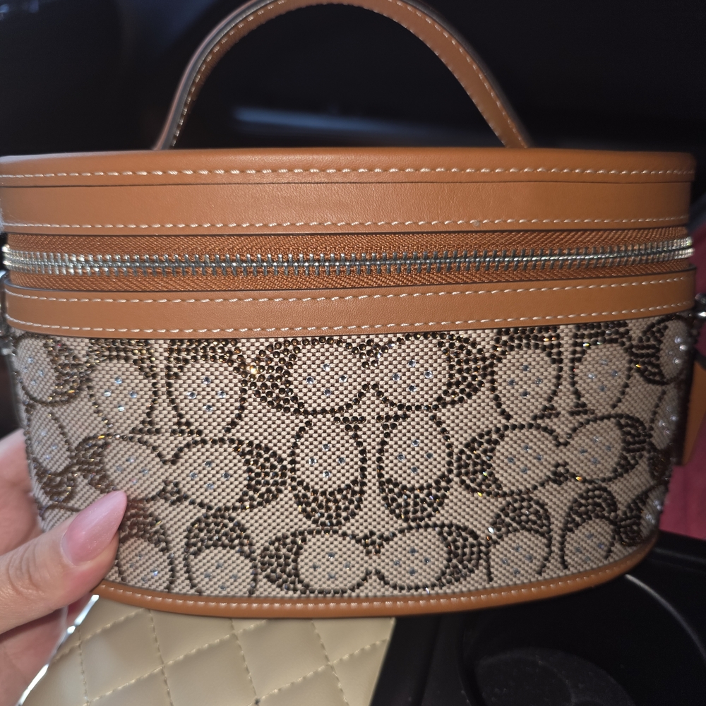 Coach Signature Canvas and Leather Vanity Case in Tan and Brown